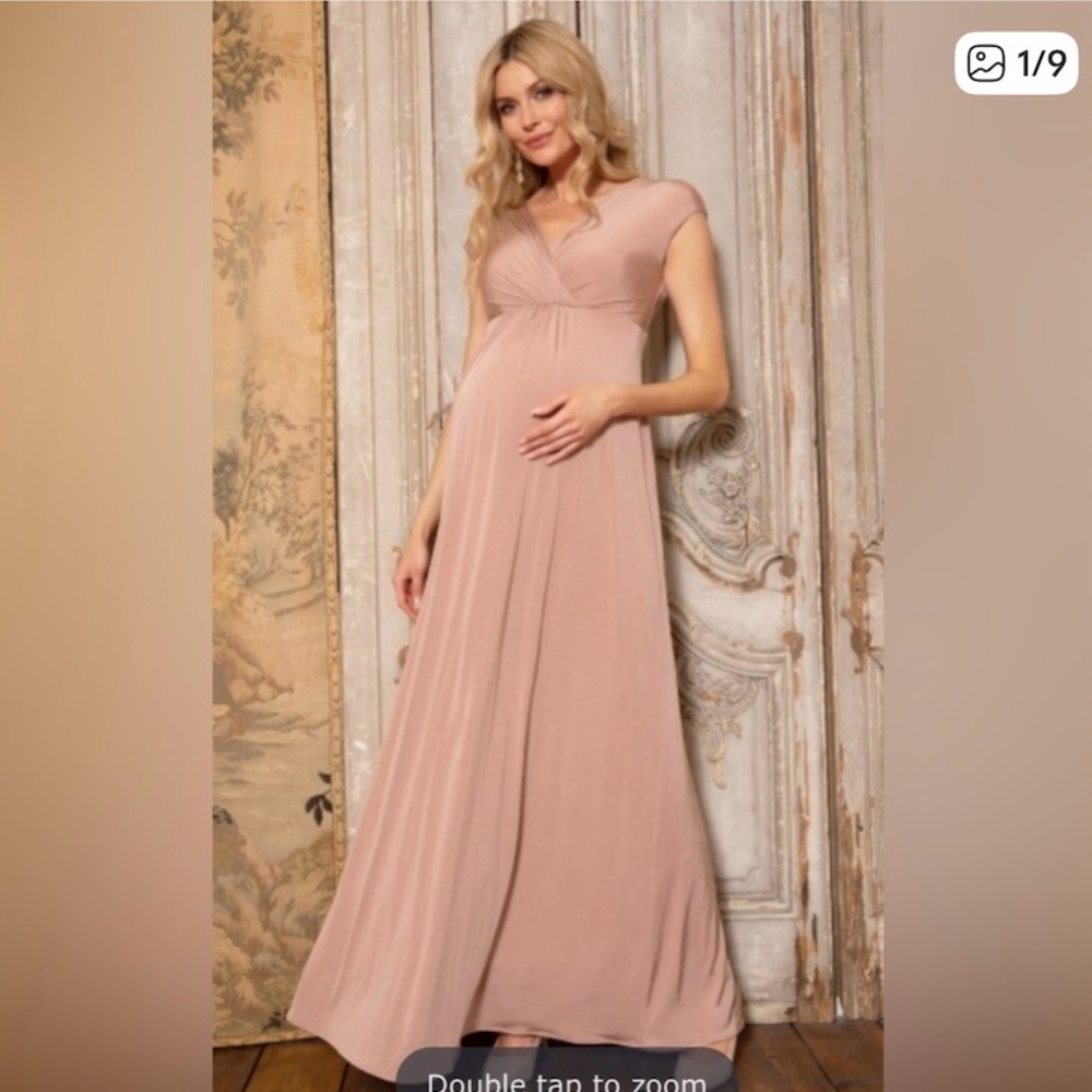 Tiffany Rose Maternity Francesca French Jersey Fabric V-Neck Maxi Dress Sz 6